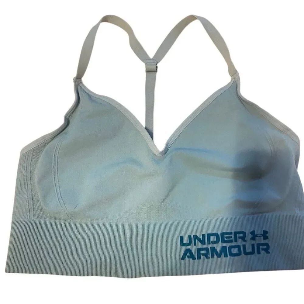 Under Armour, large blue sports bra, crisscross back
